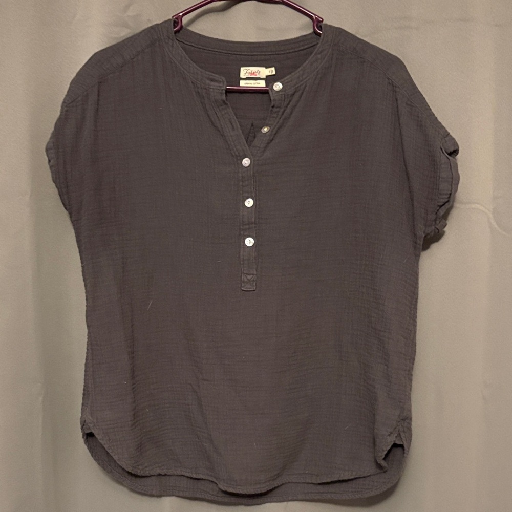 Faherty Charcoal Button-Up Blouse - image 1